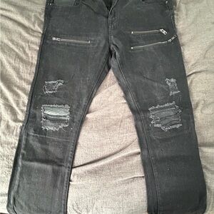 Men's Charcoal Distressed Skinny Jeans